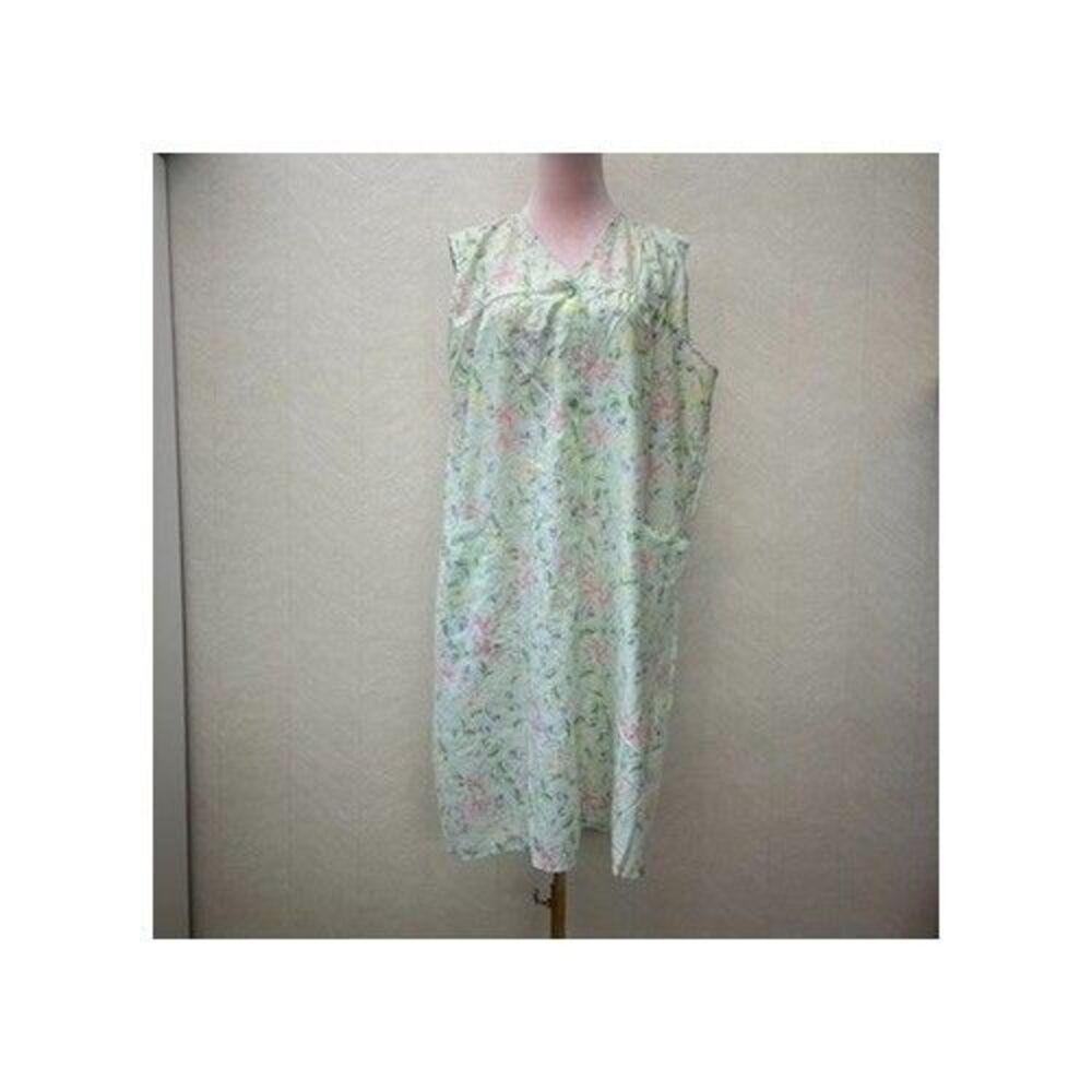 VTG Lati Fashion Sleeveless Snap Front Pastel Floral Home Duster Dress Womens 2X